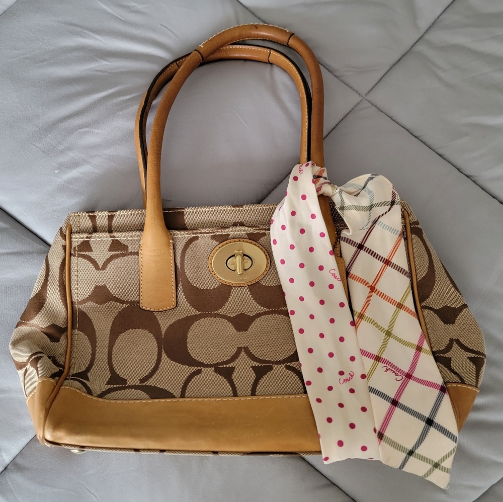 Coach Signature Madeline Shoulder Bag w/ Scarf
